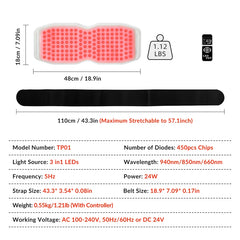 ZJZK Red Light Therapy Belt for Body Pain Relief, Silicone Red Light Panel with 660nm 850nm 940nm for Joint, Muscle, Waist, and Back, Deep Therapy Pad for Home Use, Perfect Gift for Parents, Family, Friends, and Partners